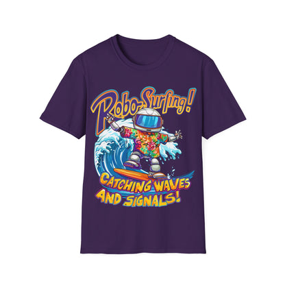 T-Shirt - Robo-Surfing, catching waves and signals!