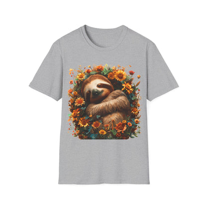 T-Shirt - Sleeping Sloth & Flowers