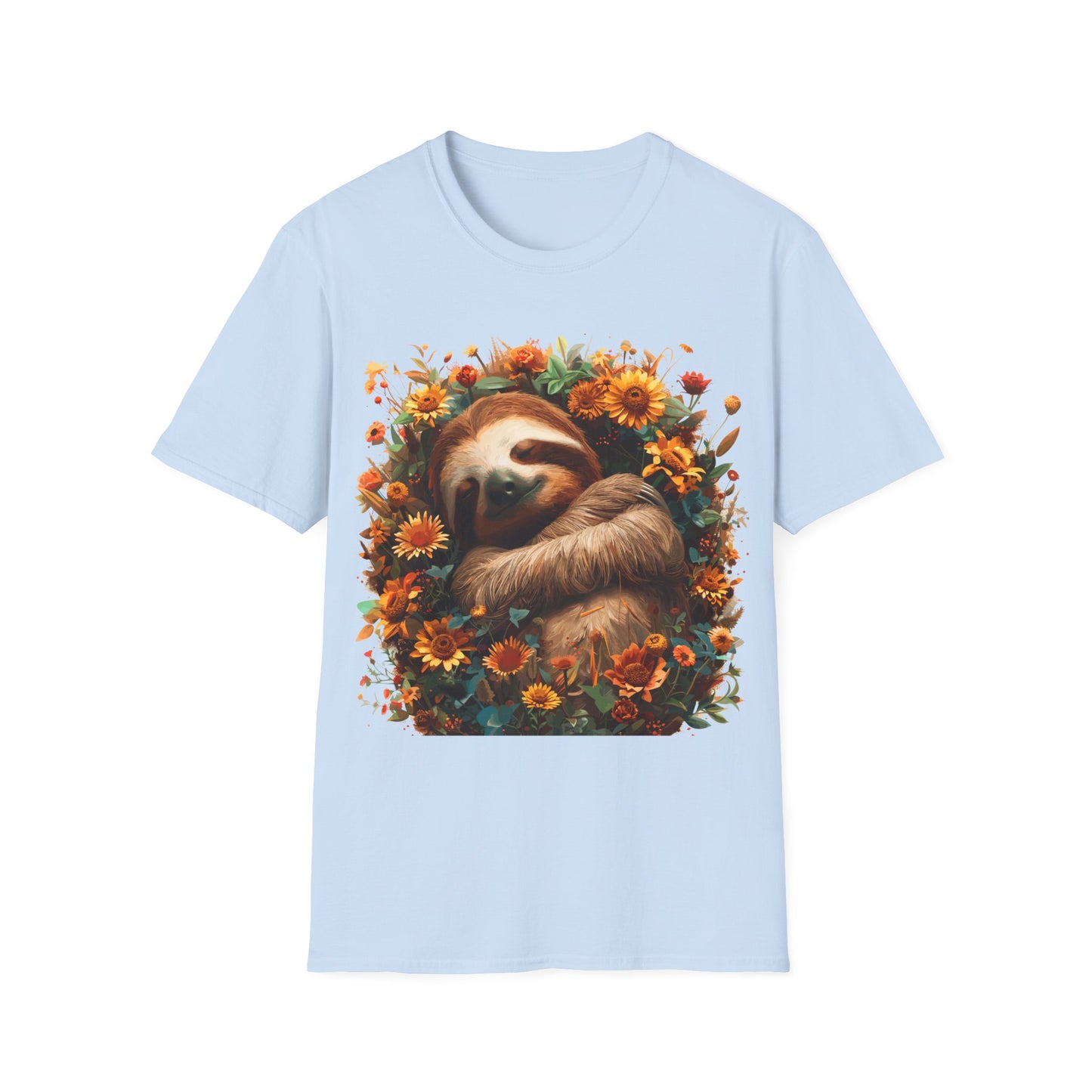 T-Shirt - Sleeping Sloth & Flowers