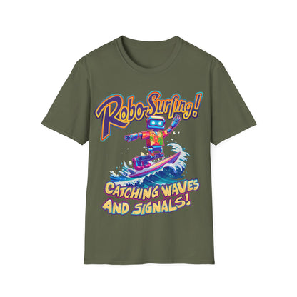 T-Shirt - Robo-Surfing, catching waves and signals!