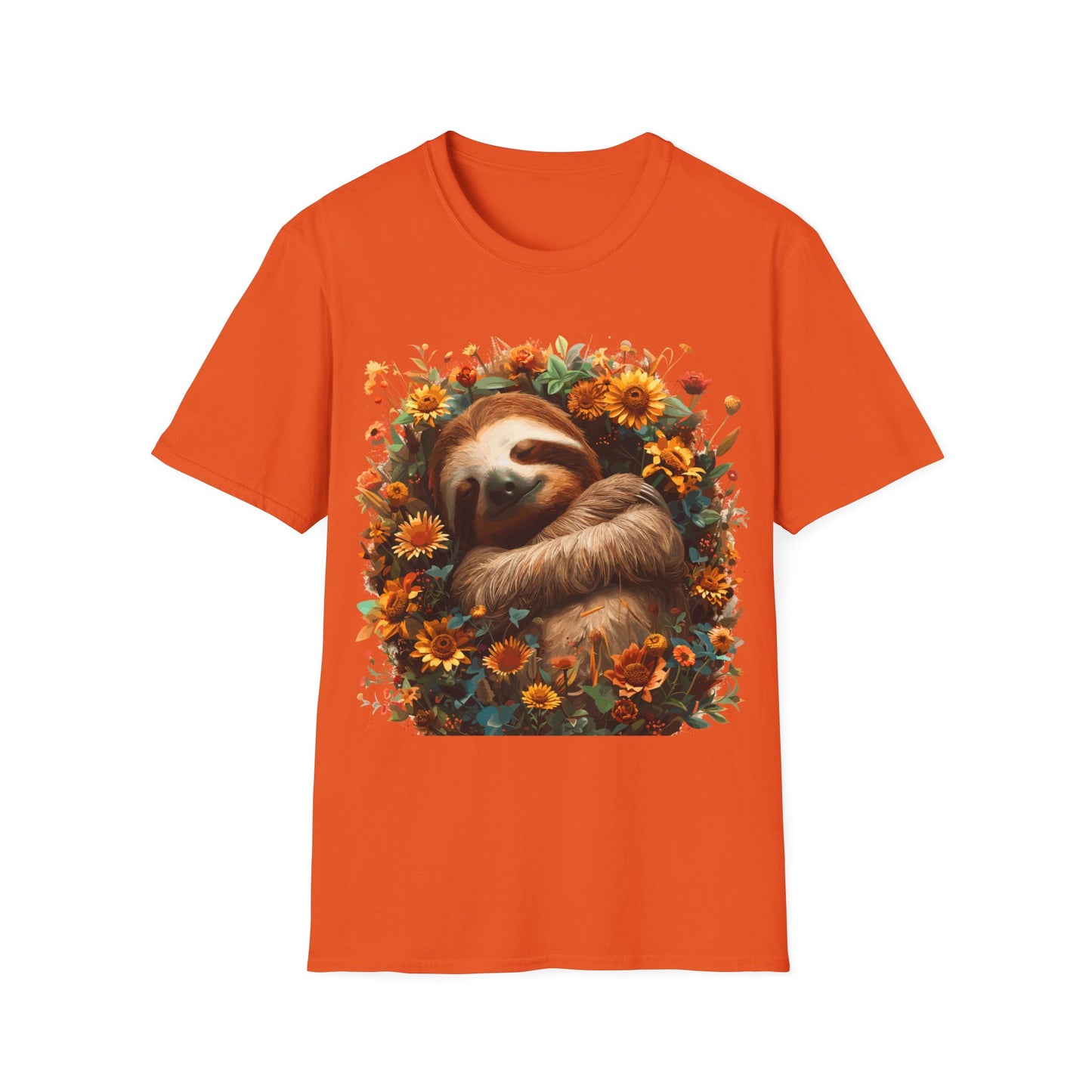 T-Shirt - Sleeping Sloth & Flowers