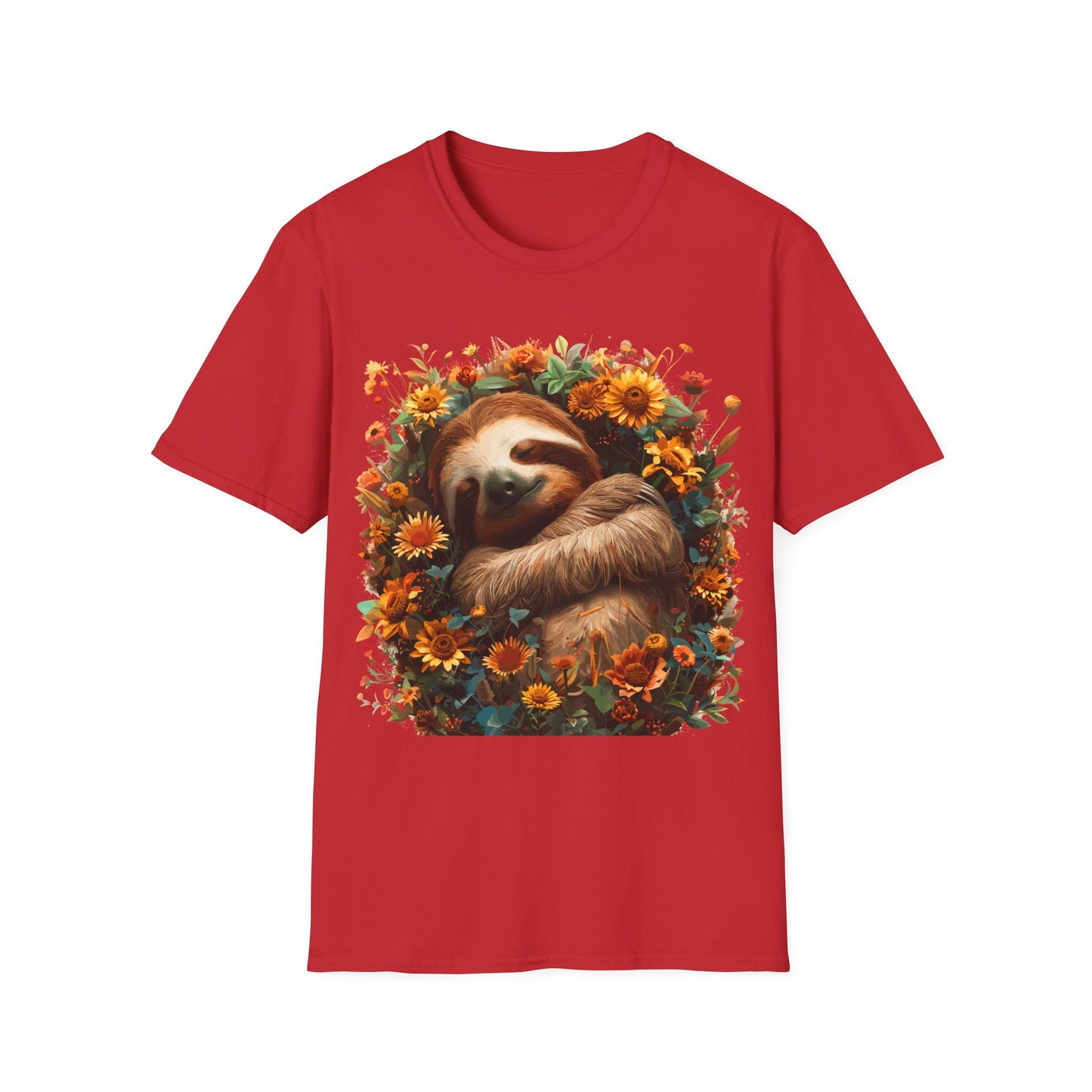 T-Shirt - Sleeping Sloth & Flowers