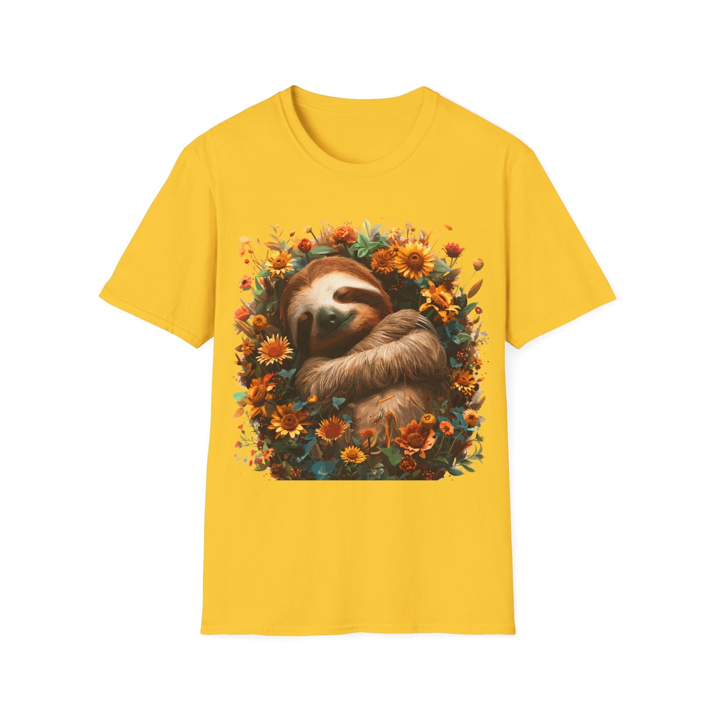 T-Shirt - Sleeping Sloth & Flowers