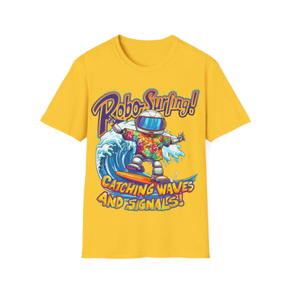 T-Shirt - Robo-Surfing, catching waves and signals!