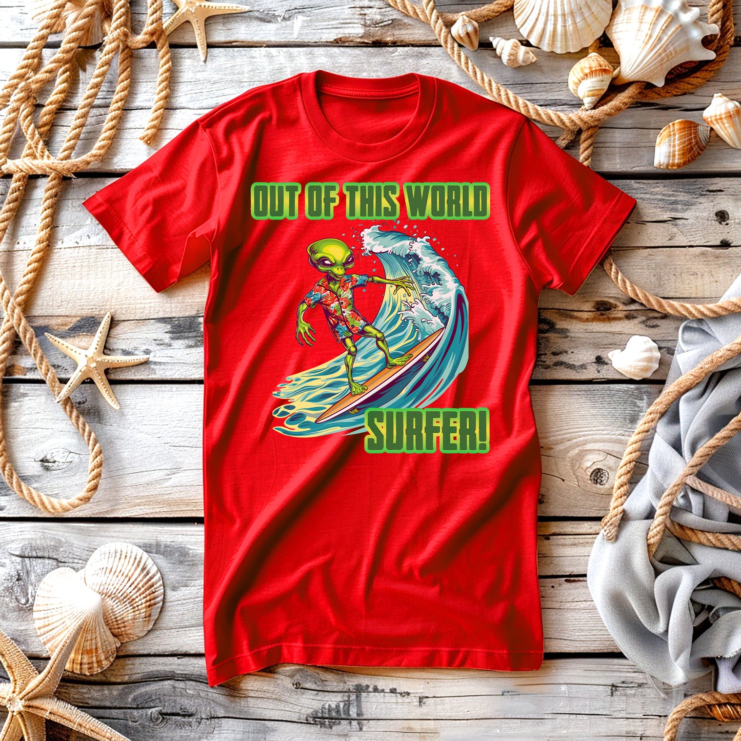 T-Shirt - Alien - Out of this World surfer!