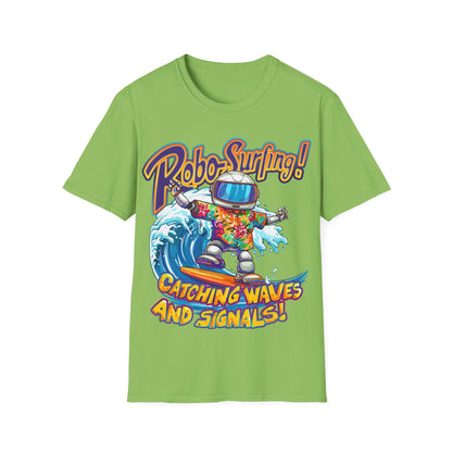 T-Shirt - Robo-Surfing, catching waves and signals!