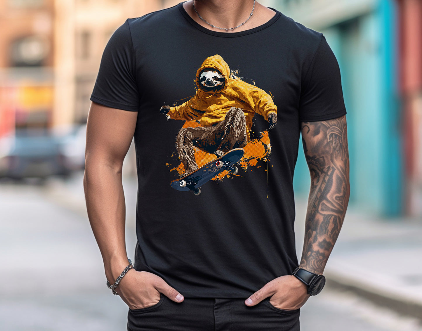 T-Shirt - Sloth on Skateboard