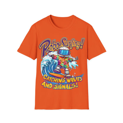 T-Shirt - Robo-Surfing, catching waves and signals!