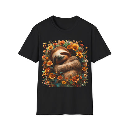 T-Shirt - Sleeping Sloth & Flowers