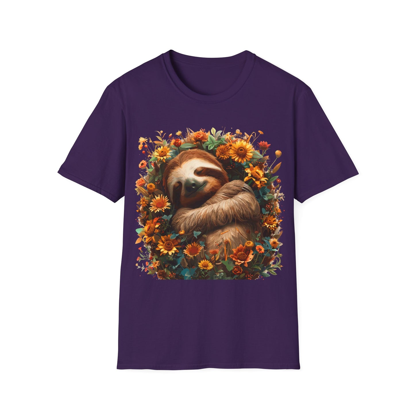 T-Shirt - Sleeping Sloth & Flowers