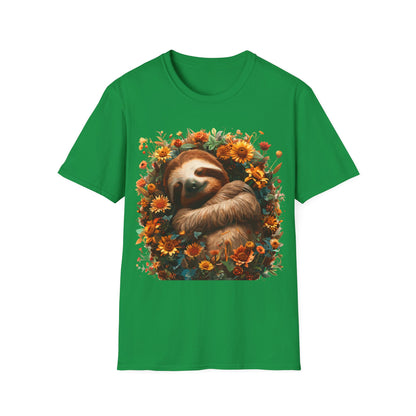 T-Shirt - Sleeping Sloth & Flowers